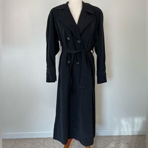 Vintage Portrait Petite Black Trench Coat Size 8